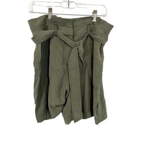 Boden Elgin Paperbag Shorts High Rise Green Lyocell Pockets - Size 8